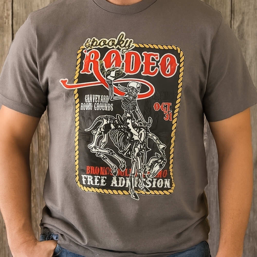 Spooky Rodeo Graphic Tee - Gray Unisex